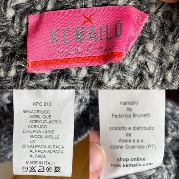 Kemailu Chunky Cowl Neck Wool/Alpaca Sweater ITALY Lagenlook Oversized Size L - Picture 15 of 15